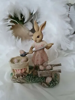 Easter Bunny Rabbit Little Bunny Easter Eggs Shabby Vintage Decoration 12cm • $39.66