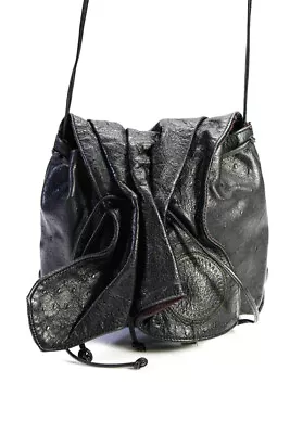 Carlos Falchi Womens Vintage Ostrich Flap Over Mini Sac Crossbody Black Handbag • $85.39