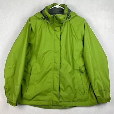 L.L Bean Gore-tex Rain Jacket Mens Large Green Full Zip Hooded Pockets Outdoors • $79.99