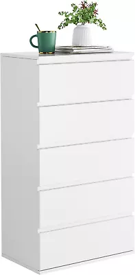 White Dresser 5 Drawer Dresser Tall White Dresser With Large Storage Space Mod • $199.08