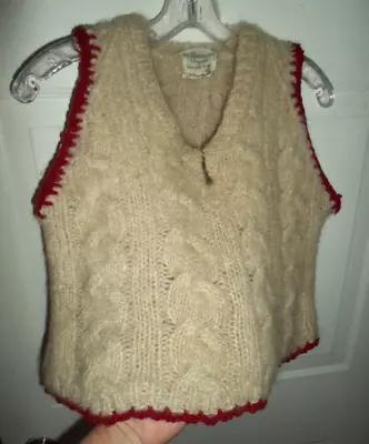 Blairmoor Original Vintage Cableknit Cropped Sweater Vest Mohair/Wool MED Ivory • $35