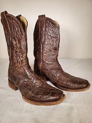 EUC Corral Chocolate Brown Python Inlay Cowboy Boots A2160 Men's Size US 11 EE • $124.99