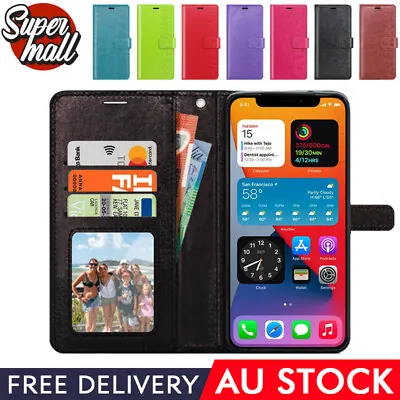 $7.99 • Buy NEW For IPhone X XR XS MAX Card Holder Leather Wallet Flip Case Phone Cover OZ