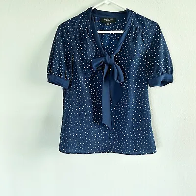 $14.36 • Buy Jason Wu For Target Womens Blouse Blue Polka Dot Tie Front Snap Button Top XS