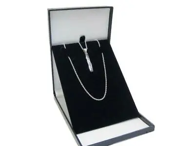 Slimline Blue Leatherette Necklace Jewellery Medal Presentation Display Box Case • £4.25