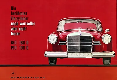 Mercedes Benz 180 190 D Art Print High-Quality Vintage Racing 22x17in Art Poster • $64.95