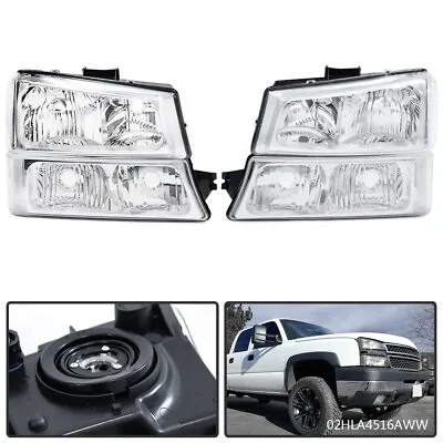 Fit For 03-06 Chevy Silverado Chrome Clear Corner Headlights+Signal Bumper Lamps • $55.80