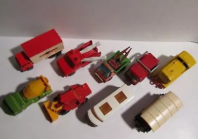 VINTAGE MATCHBOX LOT Of 9 FN-/FN+ Trains Trucks Cement Tow Bus  • $20.25