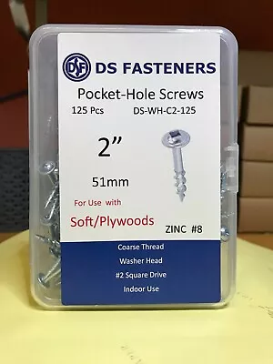 DS Fasteners Pocket Hole Screws #8 Coarse 2  Washer Head 125pk Kreg Compatible • $14