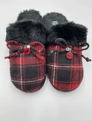 Michael Kors Red And Black Plaid Slippers Sz 8 • $13