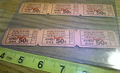 Vintage Lot 50c Polynesian Trader Tickets Pacific Ocean Park Ca POP  • $9