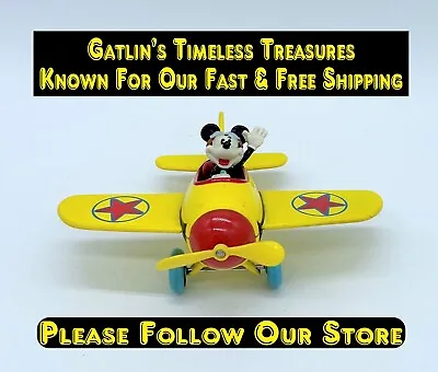 Vintage Disney METAL Mickey Mouse Flying Airplane 4  Long 5.5  Wide At Wings • $32.99