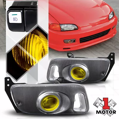 Yellow Fog Light Bumper Lamps W/Switch+Harness+Bezel For 92-95 Honda Civic 2/3Dr • $45.98