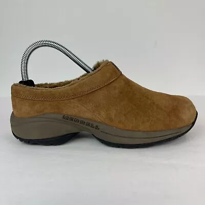 Merrell Shoes Womens 6.5 Primo Chill Slide Tan Suede Casual Sherpa Lined  • $23.95