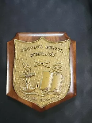 Vintage US Navy Service School Commander San Diego Calif 8 X 7 In TABLE Plaque • $24.95