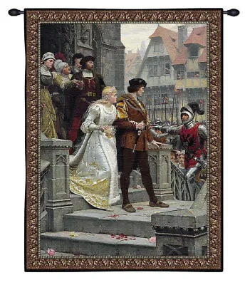 Medieval Tapestry Call To Arms Knight & Lady Picture Leighton - BS 33 X44  • $121