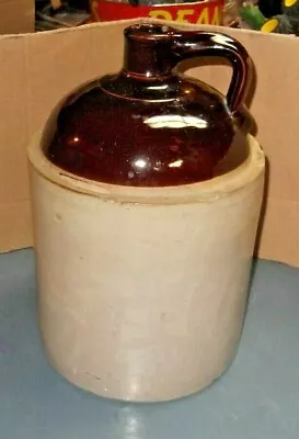 Vintage Antique Stoneware Tan Brown 2 Gallon Crock Jar With Handle 13 H X 9  • $50