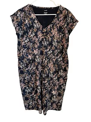 J.Jill PureJill Easy Knit Two Pocket Dress Navy Floral Size M • $24