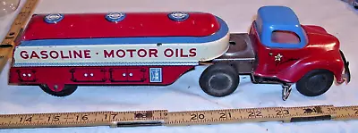 Courtland Gasoline Motor Oil Tanker Truck Tin Wind Up Toy 1950 • $99.99