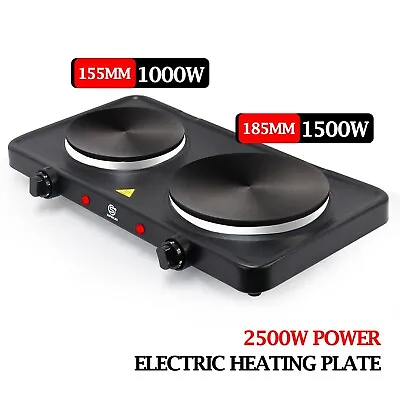 2.5KW Double Twin Dual Hot Plate Electric Multi-function Table Top Cooker Heat • £22.78