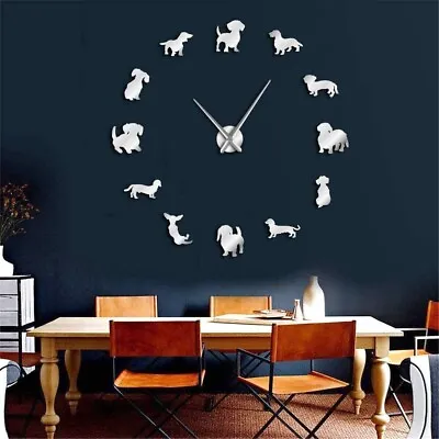 £32.42 • Buy DIY Dachshund Dog Wall Clock Acrylic Mirror Effect Ornament Home Office Decor S