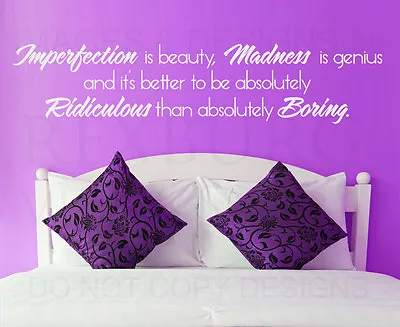 Wall Decal Quote Sticker Vinyl Lettering Marilyn Monroe Madness Is Genius J82 • $13.97