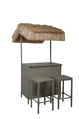 £269.99 • Buy Tiki Bar 3 Piece Rattan Set Garden Outdoor Furniture - Grey