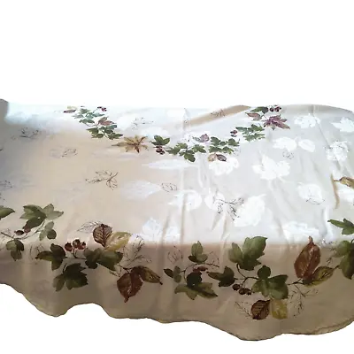 Damask Jacquard Leaves Floral 80 Inch Round Fabric Tablecloth • $19.99