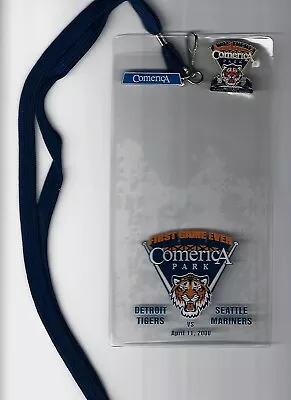 First Game Ever Comerica Park Ticket Lanyard & Pin Detroit Tigers Vs Mariners • $5