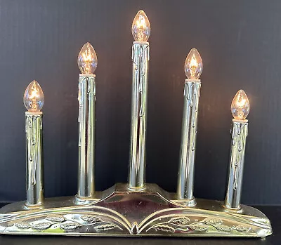 Vintage Christmas Candolier 5 Light Gold Candelabra Plastic Plug In Candle C7 • $50
