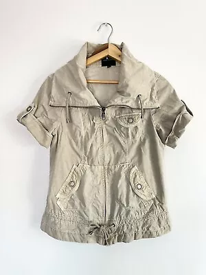 ALC Jacket Short Sleeves Utility Women’s Size Large Khaki Full Zip Pockets • $26.35