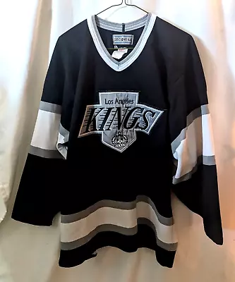 Vintage La Kings Nhl Ccm Center Ice Authentic Style Black/silver/white Jersey 44 • $68.20