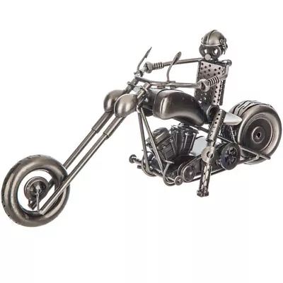 Nuts & Bolts Metal Motorcycle Rider Figurine Table Decoration Home Decor Den • $49.99