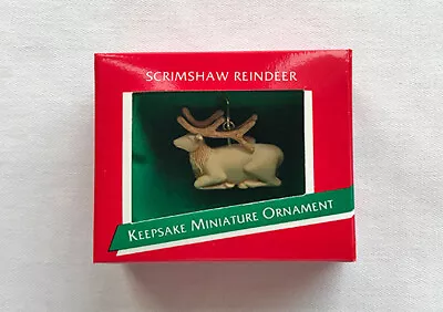 1989 Scrimshaw Reindeer ~ Hallmark Miniature Ornament • $6.95