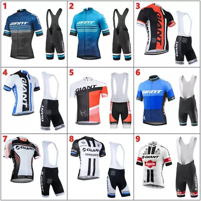 GIANT Men's Cycling Jersey Bicycle Road Racing Short Sleeve Gel Bib Shorts Set • $46.99