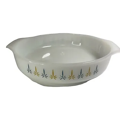 Anchor Hocking Fire King Candle Glow 9  Round Milk Glass Casserole Dish Vintage • $8.97