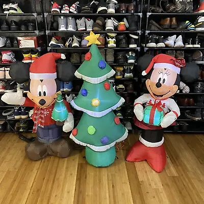 Gemmy Disney 4’ Airblown Inflatable Christmas Decorations Mickey Minnie Tree • $99