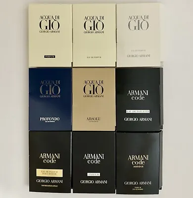 Giorgio Armani Cologne Collection Sample Spray Vials 1.2ml / 0.04oz 9pc Set • $34.95