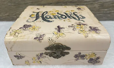 VTG Antique Victorian Handkerchief Box Purple Yellow Violets Flowers Celluloid • $25