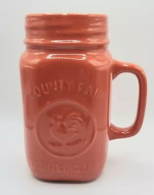 County Fair Drinking Jar Mug Orange Rooster Stoneware Farm Chicken 18 Floz • $8.99