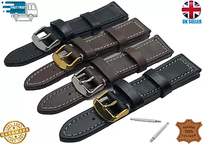 HANDMADE REAL LEATHER WATCH STRAP BAND BLACK BROWN TAN 18-20-22-24MM Omega • £5.99