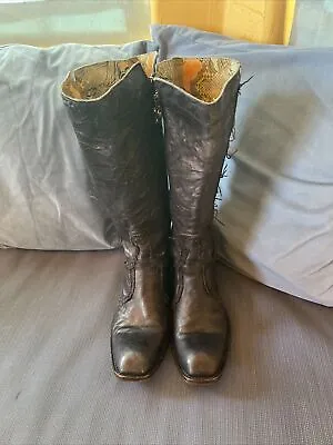 Siren By Mark Nason Distressed Leather Rose Embroidered Tall Boots! Size 8 • $110
