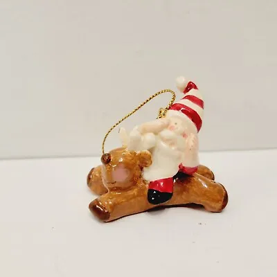 Midwest Of Cannon Falls Santa Claus Riding Reindeer Ornament Christmas Holiday • $7.50