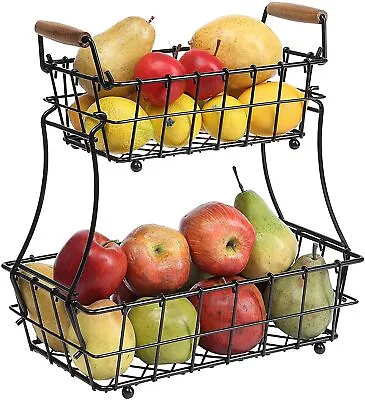 2-Tier Rectangle Countertop Fruit Vegetable Storage Basket Bread Wire Basket • $20.99