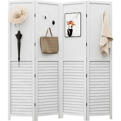 Room Divider 4 Panel Folding Privacy Screens With Pegboard Display Freestanding • $77.01