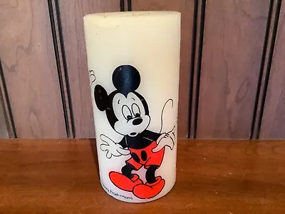 6” DISNEY MICKEY MOUSE CANDLE 70’s DECOR VINTAGE Off WHITE WAX • $7.95