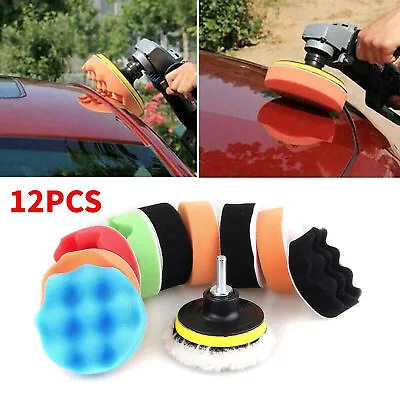 £6.99 • Buy 12X Buffing Pad Polishing Mop For Car Wheel Buffer Polisher Kit Drill Attachment