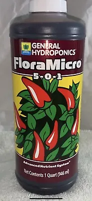 $24 • Buy General Hydroponics Flora Series Gro Micro Bloom 1 Quart GH Grow Nutrient