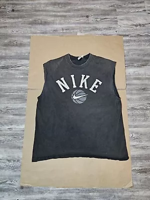 Vtg 90s Nike Cut Off Sleeveless Shirt Black Size L Made In USA • $29.99