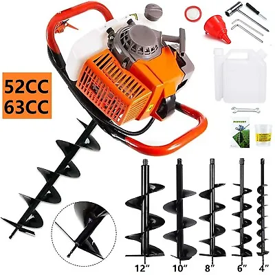 52CC 63CC Gas Powered Post Hole Digger W/ 4''6''8''10''12'' Earth Auger Optional • $34.99